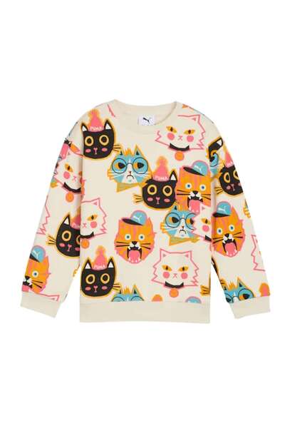 Puma Moody Cat Crew Unisex Children's Beige Sweatshirt Unisex Children's Sweatshirt 632207