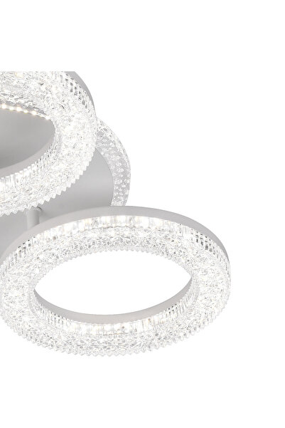 ALC-Shop Lustră LED FREJA cu Telecomandă, 50W, 3000K/4000K/6000K, Dimabil, Alb, Cristale, 3 Cercuri