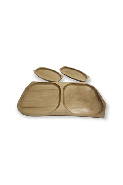 ArtKer Wooden platter set for 2 people, oval shape,