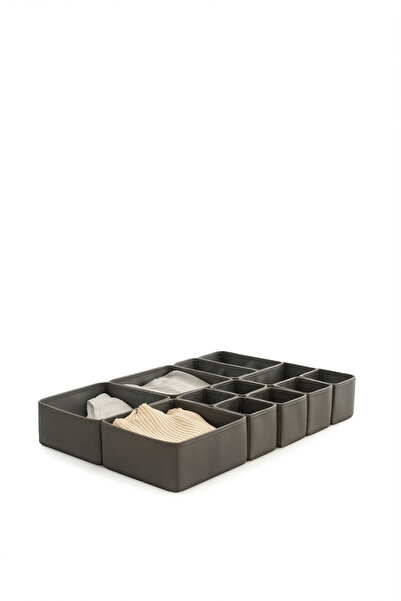 HomyJRs 12-Piece Anthracite Drawer Organizer Box Organizer Set