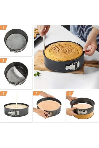 LOVYCO 3 Pieces Metal Springform Cake Pan Set Heart Round Square 20-22-24 cm