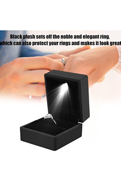 OEM Black box with LED 5.8cm x 6.3cm x 5 cm, designed for special occasions, engagement ring, diamonds