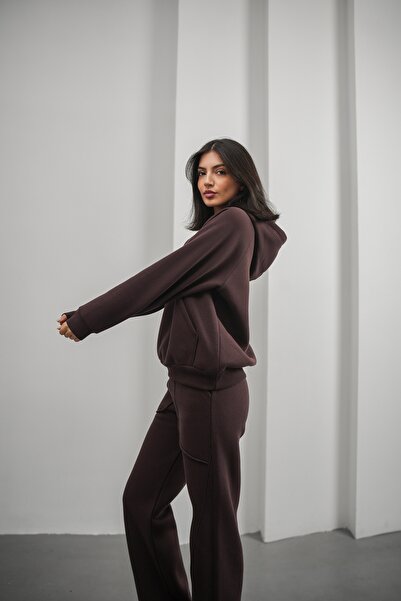 Rabi Shine Women's 3 Yarn Ka Hooded a Fleece-Lined Tracksuit Set