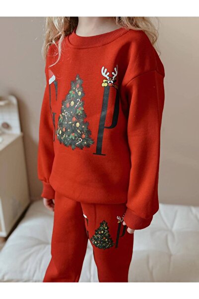 Jolly Kids Girl's Christmas Patterned Sweatshirt Winter Tracksuit Set
