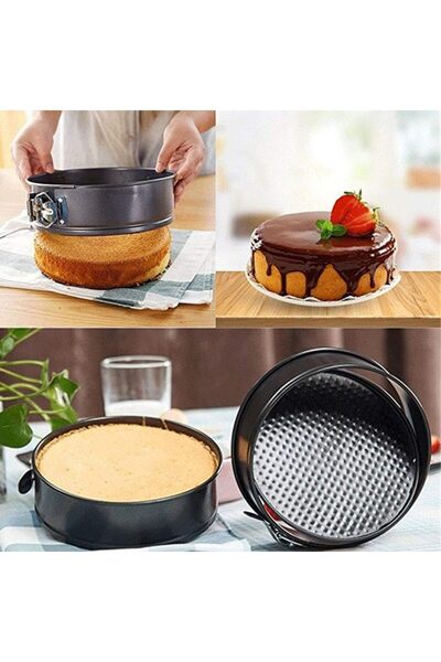 LOVYCO 3 Pieces Metal Springform Cake Pan Set Heart Round Square 20-22-24 cm