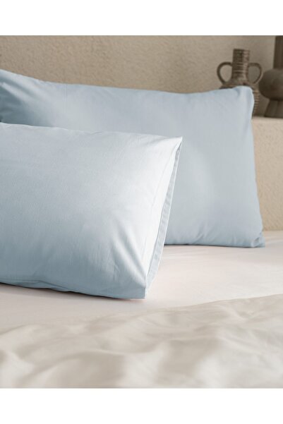 Madame Coco Manon 100% Cotton Ranforce Plain Set of 2 Pillowcases - Blue