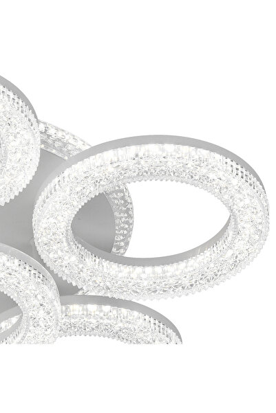 ALC-Shop Lustră LED FREJA cu Telecomandă, 90W, 3000K/4000K/6000K, Dimabil, Alb, Cristale, 6 Cercuri