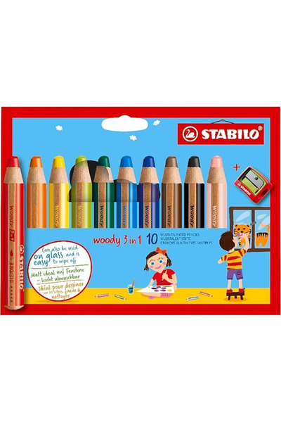 Stabilo Woody 3'in 1 Çok Renkli Kalemler + Kalemtıraş
