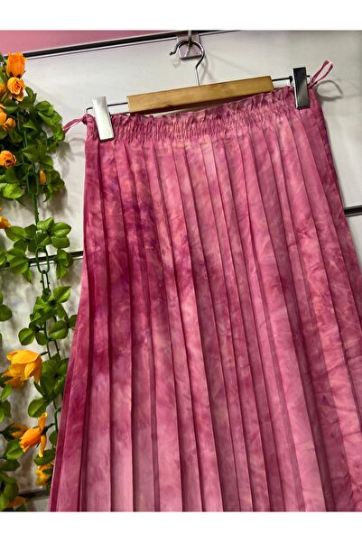 edu collection Fusta plisată din șifon cu model batik, cu căptușeală