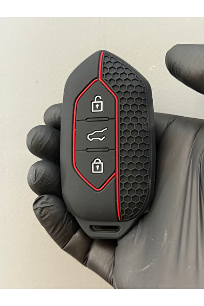 Mavi Keys Togg T10X T10F Husă de protecție pentru telecomandă cu 3 butoane cu model de fagure – negru roșu