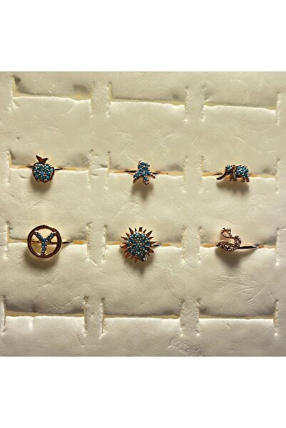 ELİSHA BUTİK Luna 6'lı Bronz Renkli Yüzük Seti