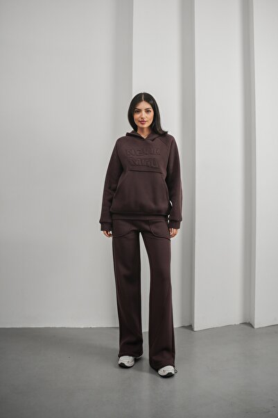 Rabi Shine Women's 3 Yarn Ka Hooded a Fleece-Lined Tracksuit Set