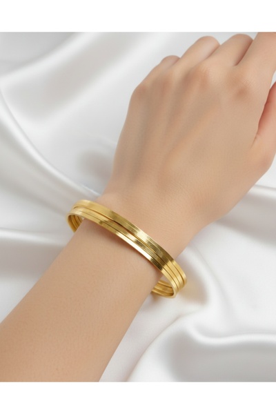 stainless steell Kadın Ajda bilezik düz paslanmaz çelik 3lü set