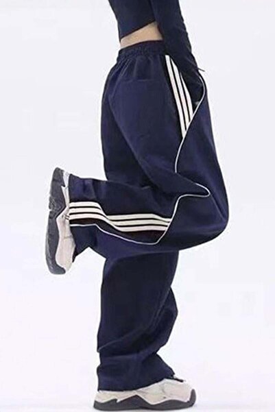 harmony factory Navy Blue Sports White Striped Sweatpants
