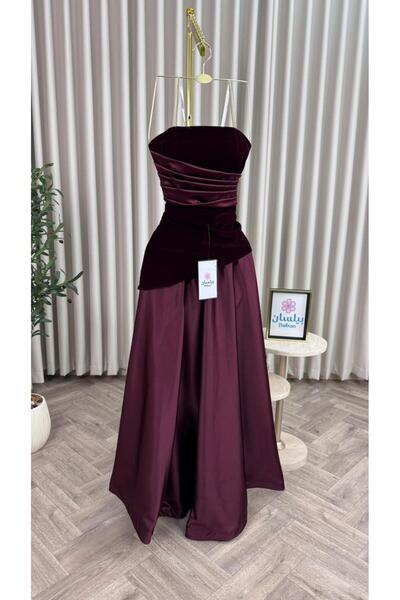 Bailsan فستان طويل عنابي