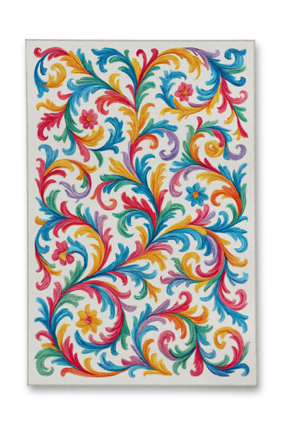 Rugs Modern Halı MOSSO Μπλε Μωβ Αποχρώσεις Εθνικά Λουλούδια με Σχέδια Υφαντή ...