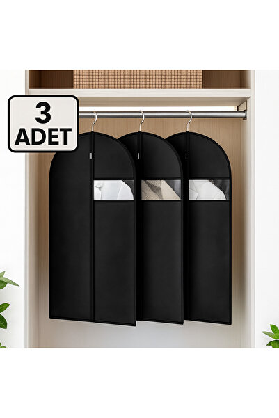 BLTBAGS Elbise Kılıfı 160x60 cm – Siyah, Şeffaf Pencereli, Fermuarlı Kıyafet ...