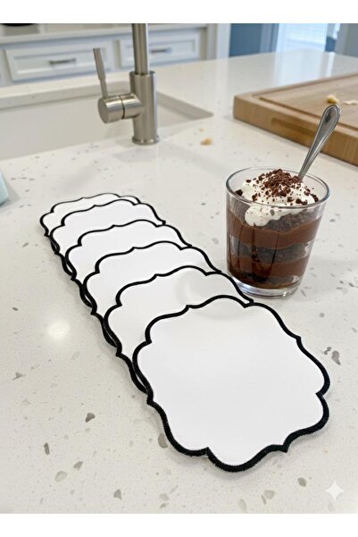 alinastore 6 Pieces Coffee or Presentation Cocktail Napkins & Coaster Black