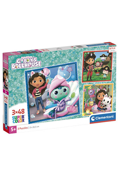 CLEMENTONI Gabby's Dollhouse Spa-Day Cardboard Puzzle 3 x 48 Pieces