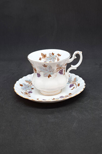 Royal Albert Lorraine Porcelain Double Coffee Cup and Saucer 2 Pieces 120 ml