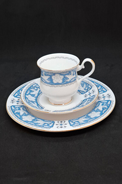 Royal Albert Tudor Rose Bone China Porcelain Double Coffee Cup and Saucers 3 Pieces 120 ml