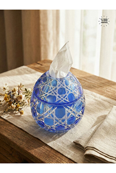 AKDEN STORE Cutting Decor Glass Handcrafted Czech Al Napkin Holder, Table Decoration