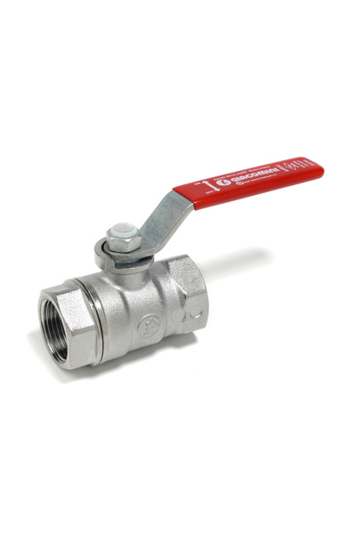 GIACOMINI ball valve R250X005, 1" internal thread, with red lever handle, nic...
