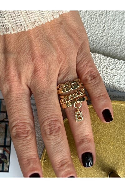 Rossetto Atelier خاتم SPOTY بحرف B قابل للتعديل متعدد الأشكال ذهبي اللون