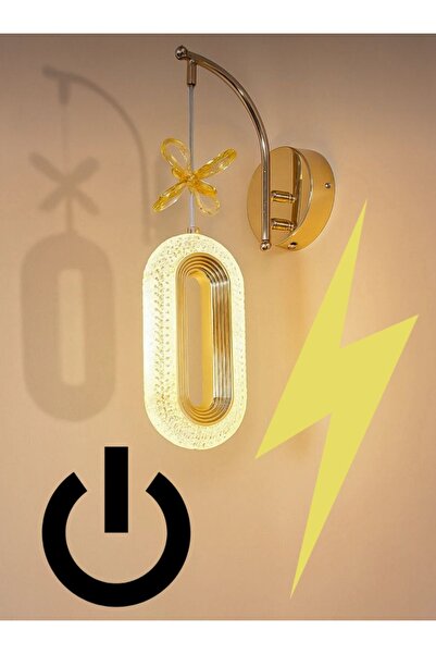 Akgül Gold Oval Kelebek Figürlü Elektrikli 3 renk aplik