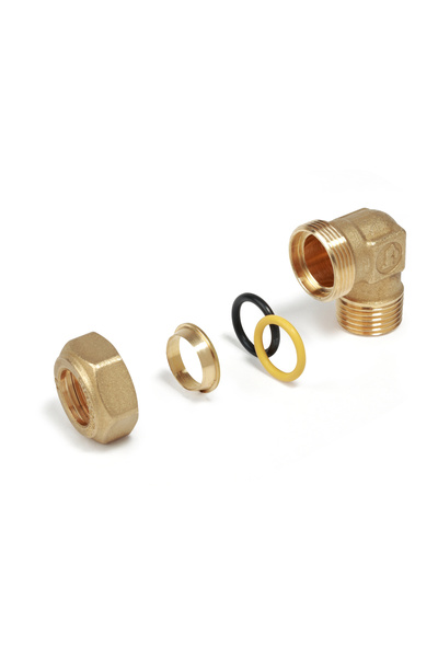 GIACOMINI Racord de compresie unghiular R562Y135, filet exterior 1 1/4" x 35, pentru țeavă de cupru, alamă