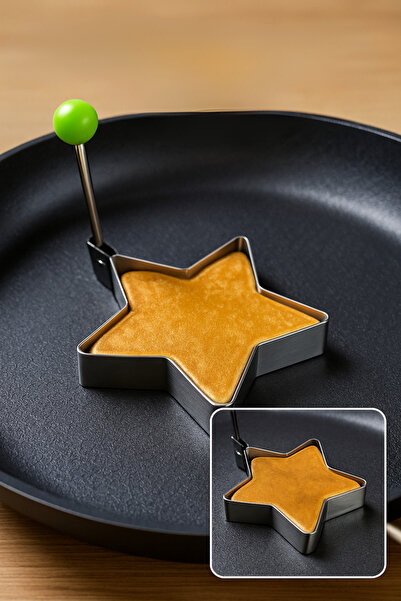 Eco Lounge Çelik Yıldız Şekilli Yumurta Pişirme Kalıbı ve Pankek Şekillendirici Pratik Kahvaltı Aparatı