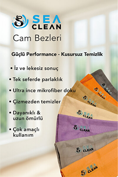 SEA CLEAN Cam Ve Aynalar İçin Sihirli Mirofiber Genel Temizlik Bezi Kurulama ...