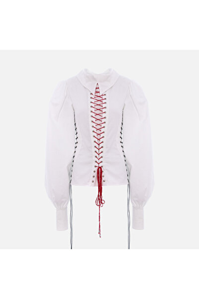 Enchanté Sori POPLIN LACE-UP SHIRT