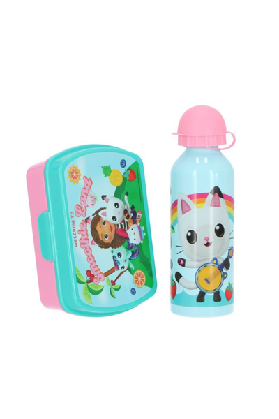 Gabby's Dollhouse Set cutie sandwich și sticlă de apă din aluminiu de 500 ml