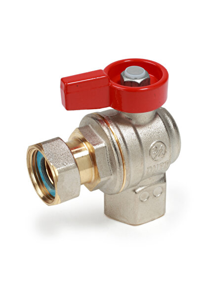 GIACOMINI Robinet cu bilă colțar R781PX014, filet interior de 3/4", cu mâner în T roșu, nichelat, alamă