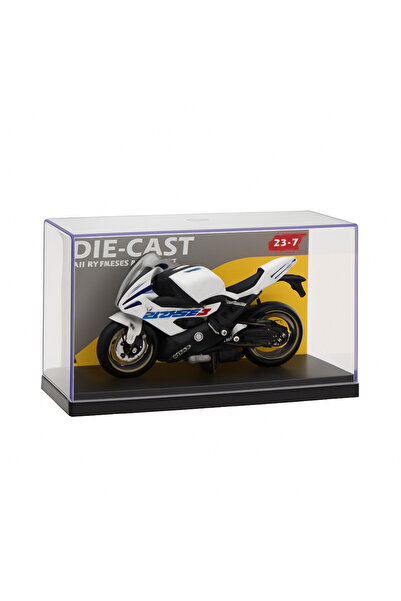 BaoBao Motocicletă turnată sub presiune din metal – Model sport alb, 19x9 cm,...