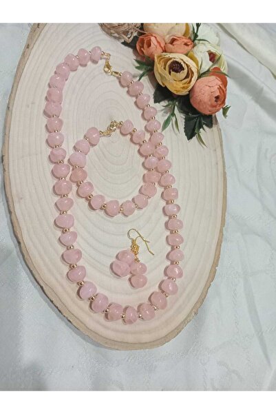 golden takış Pink Stylish Jewelry Set