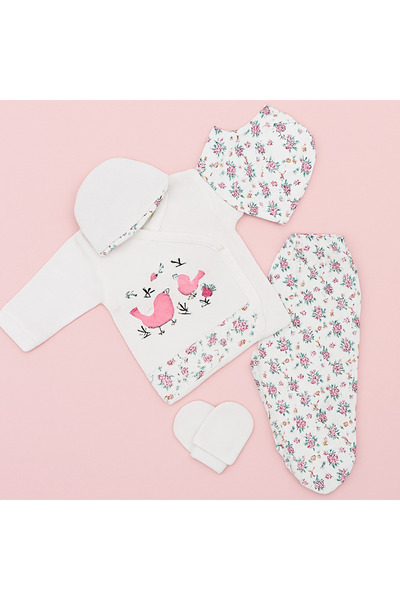 thesecret desire Bird Embroidered Floral Patterned 5-Piece Baby Girl Hospital...