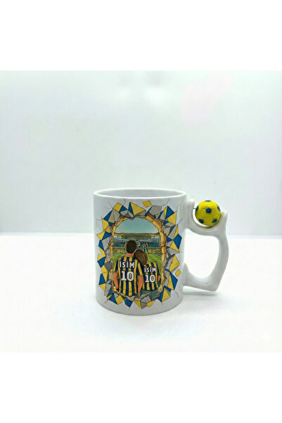 Football Ball Yellow Navy Blue Mug Mug Special Mug for Valentine Yellow Gift Mug