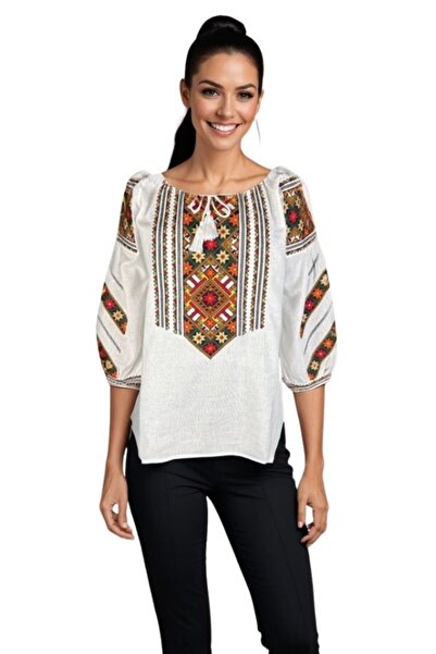 rody's forever Women's blouse DF white/orange , size XL