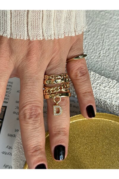 Rossetto Atelier خاتم SPOTY بحرف D قابل للتعديل متعدد الأشكال ذهبي اللون