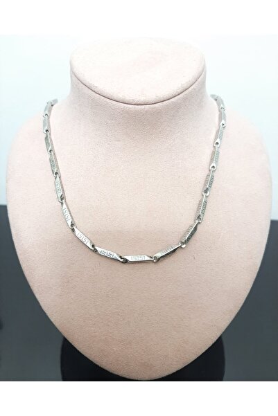 Tasarım Steel Necklace Titanium Melon Motif Model 3 mm 55 cm Silver (Si̇lver)