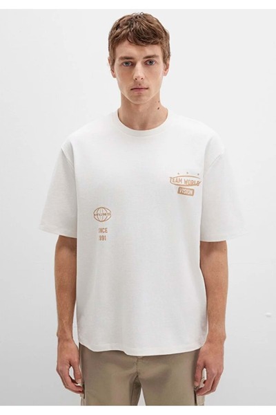 Mavi 0612913 cu imprimeu Tricou Tricou cu maneca scurta Barbati tricou ALB