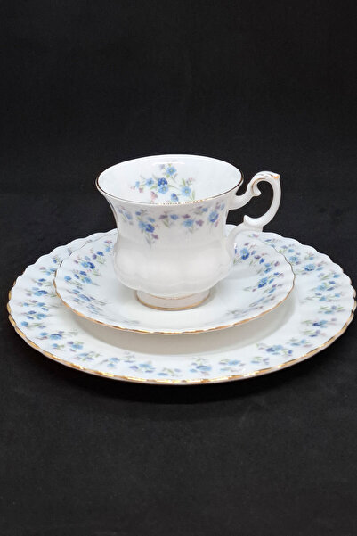 Royal Albert Memory Lane Bone China Porcelain Double Coffee Cup and Saucers 3 Pieces 120 ml