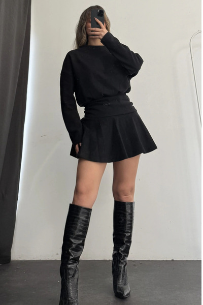 MARTYZ Beli Büzgülü Eteği Volanlı Mini Elbise