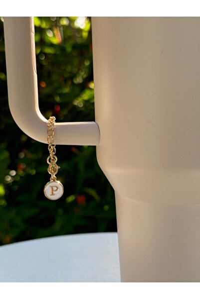 YuccaCo Accessorize Your Life White Thermos Compatible Accessory with Letter P/Letter P Thermos Charm/Letter Thermos Ornament