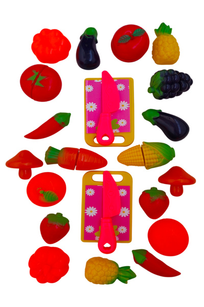 a v d a 28 Pieces Cuttable Toy Fruit Vegetable Cutting Set with Velcro