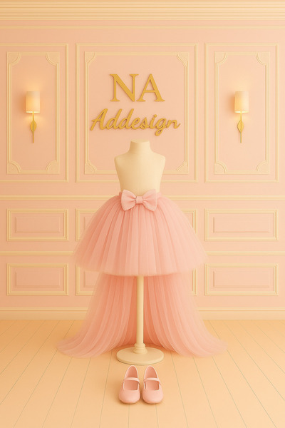 NA ADDESIGN Fluffy Tutu Skirt with Tail – Lining Elastic Waistband, Bow Buckle (7 Colors)