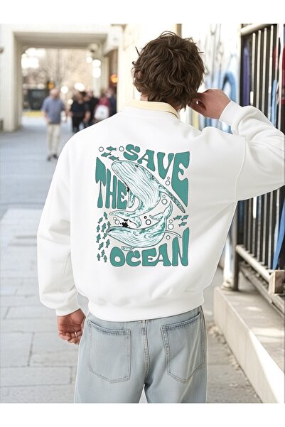 ArtYus سويت شيرت بأكمام طويلة للجنسين من Save The Ocean Transfer مطبوع مقاس ك...