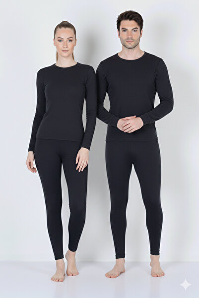 Isıl Termal | Winter Comfortable Thermal Lcral Cotton Bottom and Top Set (Anthracite 1 Piece)